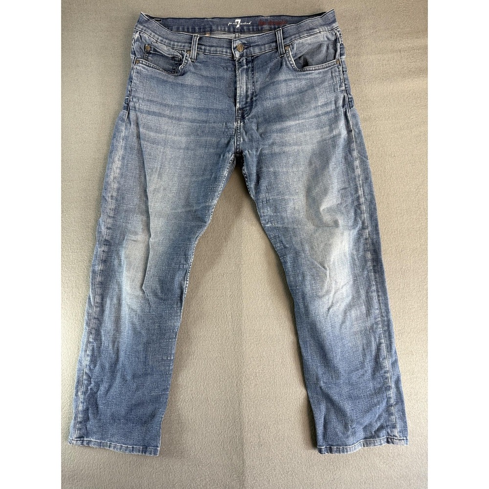 7 For All Mankind The Straight Jeans Mens 38 Med Wash Blue Stretch Denim